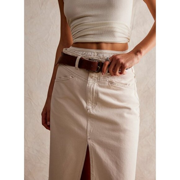 NEW Free People We the Free - Come As You Are Denim Maxi Skirt in WISP - sz 10 - Picture 3 of 11
